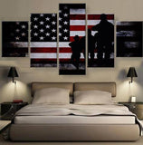 Military Flag 5 Piece Wall Canvas Art