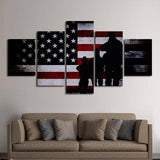 Military Flag 5 Piece Wall Canvas Art