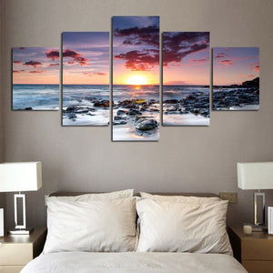 Natural Seascape Sunset 5 Piece Canvas Wall Art