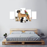 Animals and All 5 Piece Canvas Wall Art