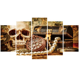 Ancient Skull Treasure Chest 5 Piece Canvas Wall Art