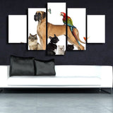 Animals and All 5 Piece Canvas Wall Art