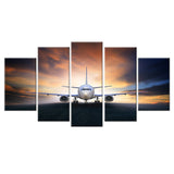 Plane In The Sunset 5 Piece Canvas Wall Art