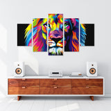 Artistic Lion's Head 5 Piece Canvas Wall Art