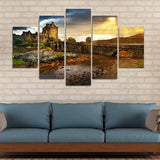 Sunset Castle 5 Piece Wall Canvas Art