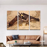 Revolver Map 3 Piece Wall Canvas Art