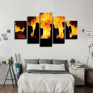 Firefighter 5 Piece Wall Canvas Art