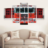 Firetruck Engine 5 Piece Canvas Wall Art