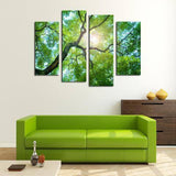 Sun Through the Tree 4 Piece Staggered Wall Canvas Art
