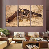 Revolver Map 3 Piece Wall Canvas Art
