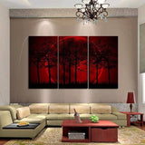 Red Forest 3 Piece Wall Canvas Art