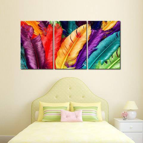 Feathers 3 Piece Wall Canvas Art