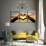 Heart 3 Piece Wall Canvas Art