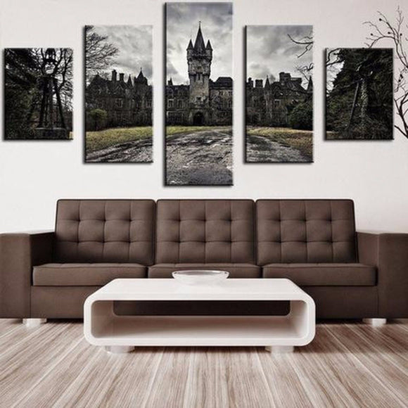 Black Castle 5 Piece Wall Canvas Art