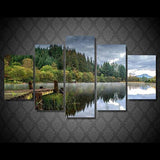 Forest Fishing Dock 5 Piece Wall Canvas Art