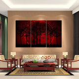 Red Forest 3 Piece Wall Canvas Art