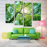 Sun Through the Tree 4 Piece Staggered Wall Canvas Art