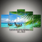 Tropical Boat 5 Piece Wall Canvas Art