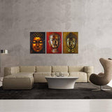 Triple Buddha 3 Piece Wall Canvas Art