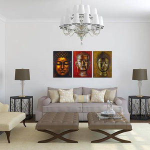 Triple Buddha 3 Piece Wall Canvas Art