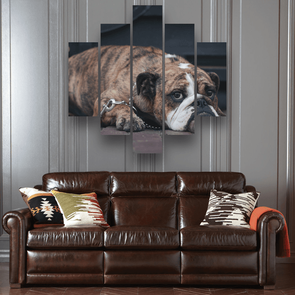 Tired Bulldog 5 Piece Canvas Wall Art