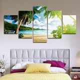 Palm Tree Beach 5 Piece Wall Canvas Art