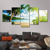Palm Tree Beach 5 Piece Wall Canvas Art