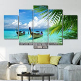 Tropical Boat 5 Piece Wall Canvas Art