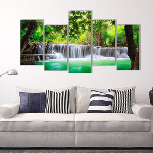 Go Chase Waterfalls 5 Piece Staggered Canvas Wall Art