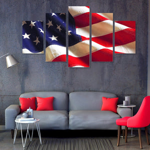 American Flag Love 5 Piece Canvas Wall Art