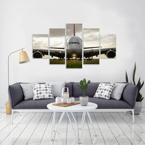 Airbus A380 Jet Airliner Aircraft Front View 5 Piece Canvas Wall Art
