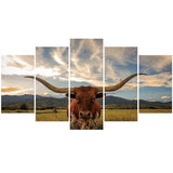 I Love Texas Longhorn Cattle 5 Piece Canvas Wall Art