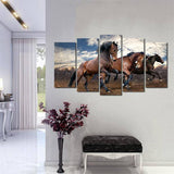Majestic Trotting Horses 5 Piece Canvas Wall Art