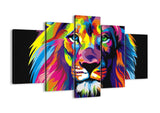 Artistic Lion's Head 5 Piece Canvas Wall Art