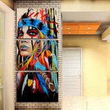 American Indian 3 Piece Canvas Wall Art